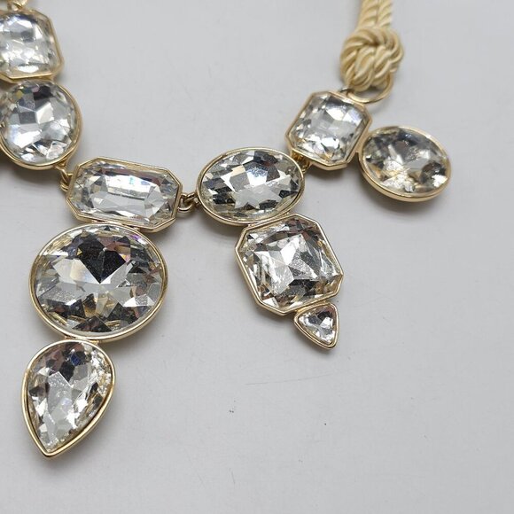 Chicos Geneva Gold Tone Necklace Clear Crystal Accents Twisted Rope Chain - Picture 6 of 9